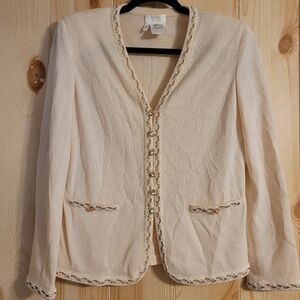 Escada Couture Vintage Cream Beaded 2 Piece Sweater Set Size 34 or 4